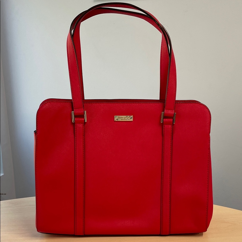 Kate Spade Vibrant Red Saffiano Leather Tote Bag